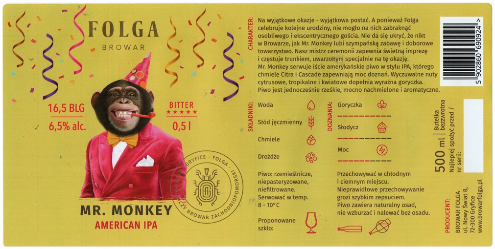 Browar Folga 2023 01 Mr Monkey American India Pale Ale