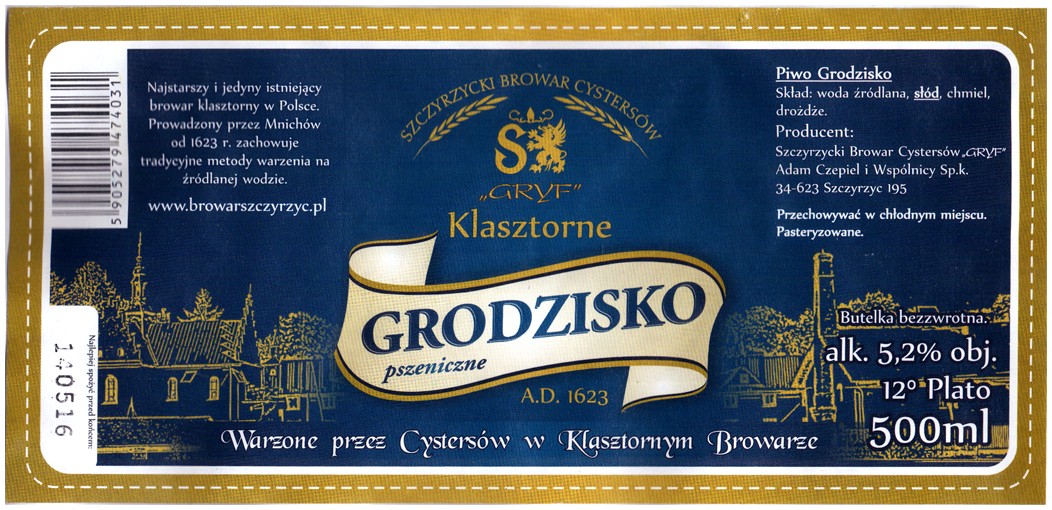 Browar Gryf (2016): Piwo Grodzisko, Pszeniczne