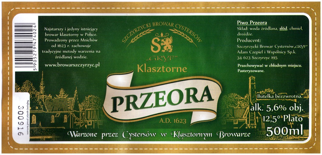 Browar Gryf (2016): Piwo Przeora Jasne