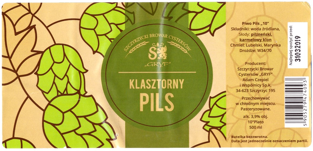 Browar Gryf (2018): Klasztorny Pils 10