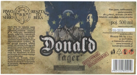 Browar BK (2017): Donald, Piwo Jasne Lager