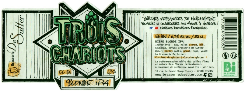 Browar De Sutter (2021): Trois Charriots - Blonde India Pale Ale