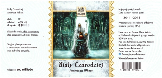Browar Dwie Wieże (2018): Biały Czarodziej, American Wheat