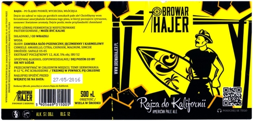 Browar Hajer 2015 Rejza Do Kalifornii American Pale Ale