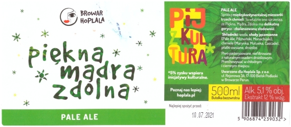 Browar Hoplala (2021): Piękna Mądra Zdolna, Pale Ale