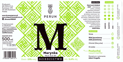 Browar Perun (2019): Marynka - Pale Ale Single Hop