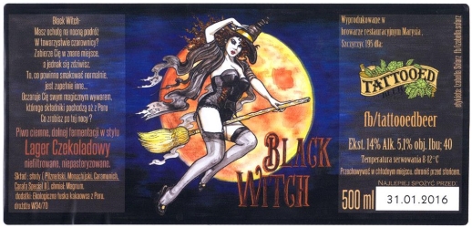 Browar Tattooed Beer (2016): Black Witch - Lager Czekoladowy
