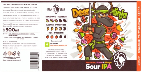 Browar Deer Bear 2020 Deer Ninja Nectarine Guava And Mango Sour India Pale Ale