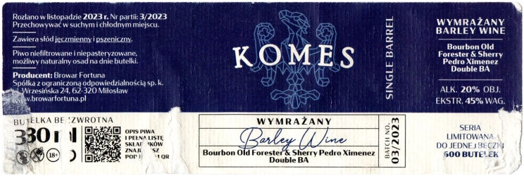 Fortuna 2024 12 Komes Wymrazany Barley Wine Dourbon Old Forester And Sherry Pedro Ximenez Ba