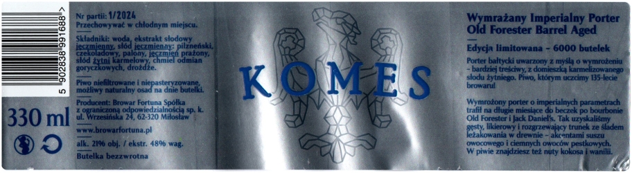Fortuna 2024 12 Komes Wymrazany Imperialny Porter Old Forester Barrel Aged