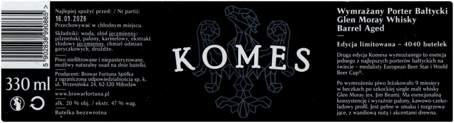 Fortuna 2024 12 Komes Wymrazany Porter Baltycki Glen Moray Whisky Barrel Aged