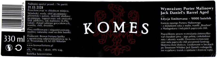 Fortuna 2024 12 Komes Wymrazany Porter Malinowy Jack Daniels Barrel Aged