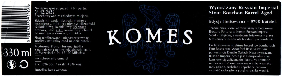 Fortuna 2024 12 Komes Wymrazany Russian Imperial Stout Bourbon Barrel Aged