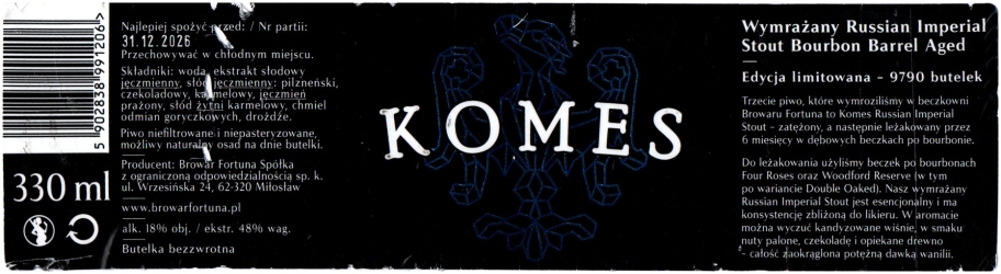 Fortuna 2024 12 Komes Wymrazany Russian Imperial Stout Bourbon Barrel Aged 2
