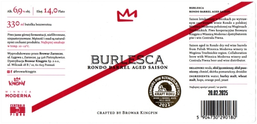 Kingpin 2024 12 Burlesca Rondo Barrel Aged Saison