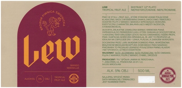 Piwnica Swidnicka 2023 12 Lew Tropical Fruit Ale