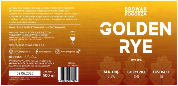 Pogorza 2025 01 Golden Rye Rye Ipa