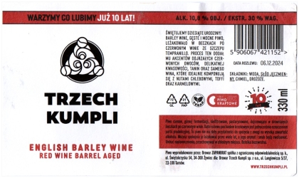 Trzech Kumpli 2024 12 English Barley Wine Red Wine Barrel Aged